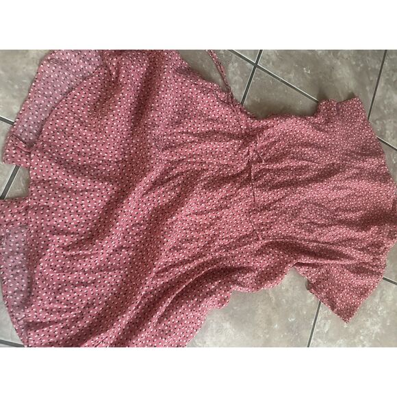 Rolla’s M Rayon Printed Tulip Mini Dress Coral Pink Button - Picture 10 of 10